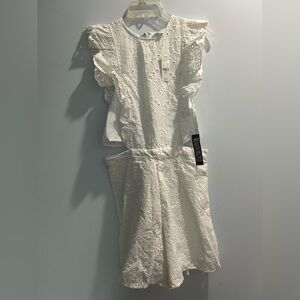 New York & Company White Eyelet Romper